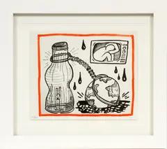 Untitled by Keith Haring, LITHOGRAPH, 1990, IMAGE: H 7 7/8", W 10 1/4", "AGAINST ALL ODDS", offered Mar 2020