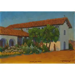 Lawrence Calcagno, Mission San Miguel 1779, 1934, oil on board, [approximate dimensions - board: 14" H x 20" W]