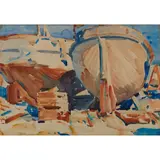 Boats at Dock by Maurice George Logan, watercolor, [approximate dimensions -, offered Jun 2026