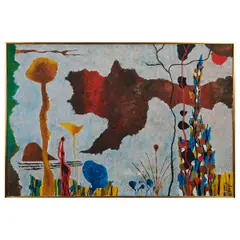 Yohanan Simon, Woman in Surrealistic Landscape, 1961, oil on canvas, [approximate dimensions - canvas: 26 1/8" H x 39" W]