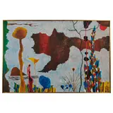 Yohanan Simon, Woman in Surrealistic Landscape, 1961, oil on canvas, [approximate dimensions - canvas: 26 1/8" H x 39" W]
