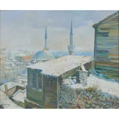 Nimetullah Gerasim, A View Across the Bosphorus in Winter, 1963, oil on canvas, [approximate dimensions - canvas: 19 1/2" H x 25 3/8" W]