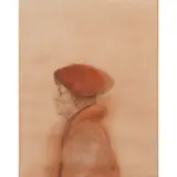 Rafael Coronel, Retrato en Rojo, (Portrait in Red), 1967, oil and pencil drawing on paper, [approximate dimensions -