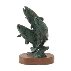 Laurence Isard, Fish, bronze on wood base, [approximate dimensions - overall: 9 1/8" H x 6 3/8" W x 3 7/8" D]
