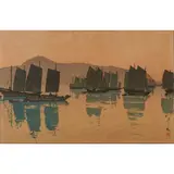 Hiroshi Yoshida, Morning at Abuto (Abuto in the Morning), from the series Inland Sea Series (Seto Naikai Shu) 1930 Woodblock print, pencil