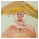 Ira Yeager, Woman with Straw Hat, oil on canvas, [approximate dimensions - canvas: 35 1/2" H x 35 1/2" W]