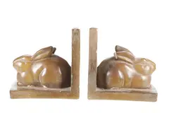 Untitled by Ceramic, bronze rabbit bookend collection- a. court, offered Sep 2024