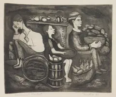 Savannah Market by Theodore Hios, aquatint, 1940, offered Feb 2025