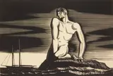 Rockwell Kent, The Bather wood, engraving, 1931