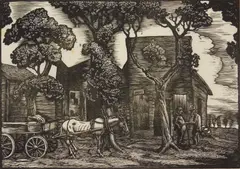 J. J. Lankes, Carolina Village wood, engraving, 1923