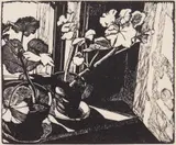 Barbara Latham, Geraniums, woodcut
