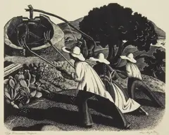 Clare Leighton, Winnowers Majorca wood, engraving, 1939