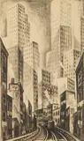 Adriaan Lubbers, The 'L' at Chatham Square, lithograph, 1929