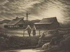 December Afternoon by Jackson Lee Nesbitt, lithograph, 1993, offered Feb 2025