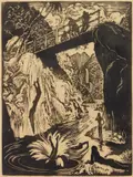 Ambrose McCarthy Patterson, Native Swimmers, Hawaii, Woodcut, ca. 1925