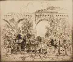 Joseph Pennell, The Viaduct, D. , L. & W at Nicholson, PA, etching, 1919