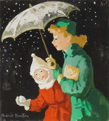 Andrée Ruellan, The Snowstorm, tempera on paper, ca. 1940