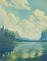F. Leslie Thompson, Vermont Scene, aquatint in colors, 1939