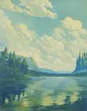 F. Leslie Thompson, Vermont Scene, aquatint in colors, 1939