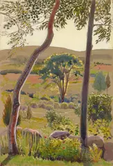 The Elm by Frank von der Lancken, gouache on board, estate, offered Feb 2025