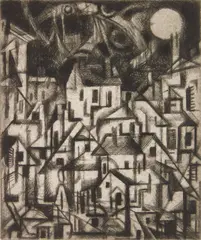 City Houses by Sidney Chafetz, etching, 1948, offered Feb 2025