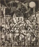 Sidney Chafetz, City Houses, etching, 1948