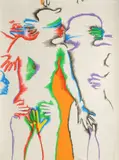 Marisol Escobar, Untitled (Two Embracing figures), lithograph in colors, 1978