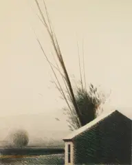 Robert Kipniss, Roof Top, lithograph in color