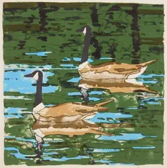 Geese by Neil Welliver, lithograph in colors, offered Feb 2025