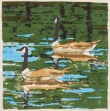 Neil Welliver, Geese, lithograph in colors