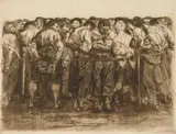 Käthe Kollwitz, Die Gefangenen, etching and aquatint, 1908, as printed in 1931, Von der Becke