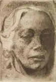 Käthe Kollwitz, Selbstbildnis, etching, 1912, as published in 1945, van der Becke blindstamp lower right