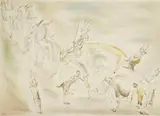 Jules Pascin, Arriving At The Ball, etching in colors, ca. 1930