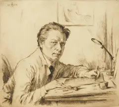 Tavik F Simon, Self- Portrait, drypoint, 1922