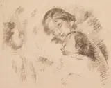 Pierre A. Renoir, Une Mère et Enfants, lithograph on MBM Ingres D'Arches cream laid paper, caa. 1912
