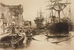 Fondamenta Della Zattere by Otto Henry Bacher, etching, 1888, offered Dec 2024
