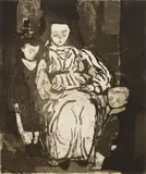 Will Barnet, Mother with Little Boys, etching and aquatint, 1942