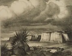 Cornelius Botke, Storm on the Mesa, etching