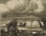Cornelius Botke, Storm on the Mesa, etching