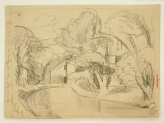 Bloomfield, NJ. (Montgomery) July 29 by Oscar Florianus Bluemner, 1919, charcoal on buff paper, 1919, initialed O.B. lower right, offered Dec 2024