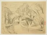 Oscar Florianus Bluemner, Bloomfield, NJ. (Montgomery) July 29, 1919, charcoal on buff paper, 1919, initialed O.B. lower right