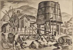 Pennsylvania Pasture by Hugh Botts, drypoint, ca. 1940, offered Dec 2024
