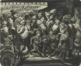 Don Freeman, Intermission- First Nighters, lithograph, 1932