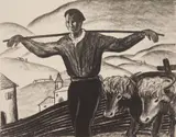 Mabel Dwight, Basque Country, lithograph on chine colle, 1927