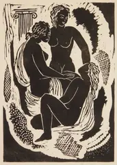 Konrad Cramer, Three Nudes, linocut, 1933