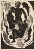 Konrad Cramer, Three Nudes, linocut, 1933