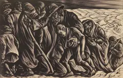Isaac Friedlander, Perpetuum Mobile, woodcut, 1938