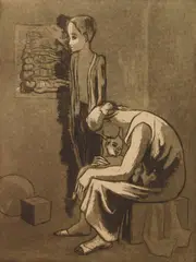 Madonna and Child by Joseph Leboit, etching and aquatint, ca. 1940, offered Dec 2024