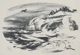 Henry G. Keller, Coastal Scene, lithograph