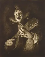 Jackson Lee Nesbitt, The Clown Sings, etching, 1935